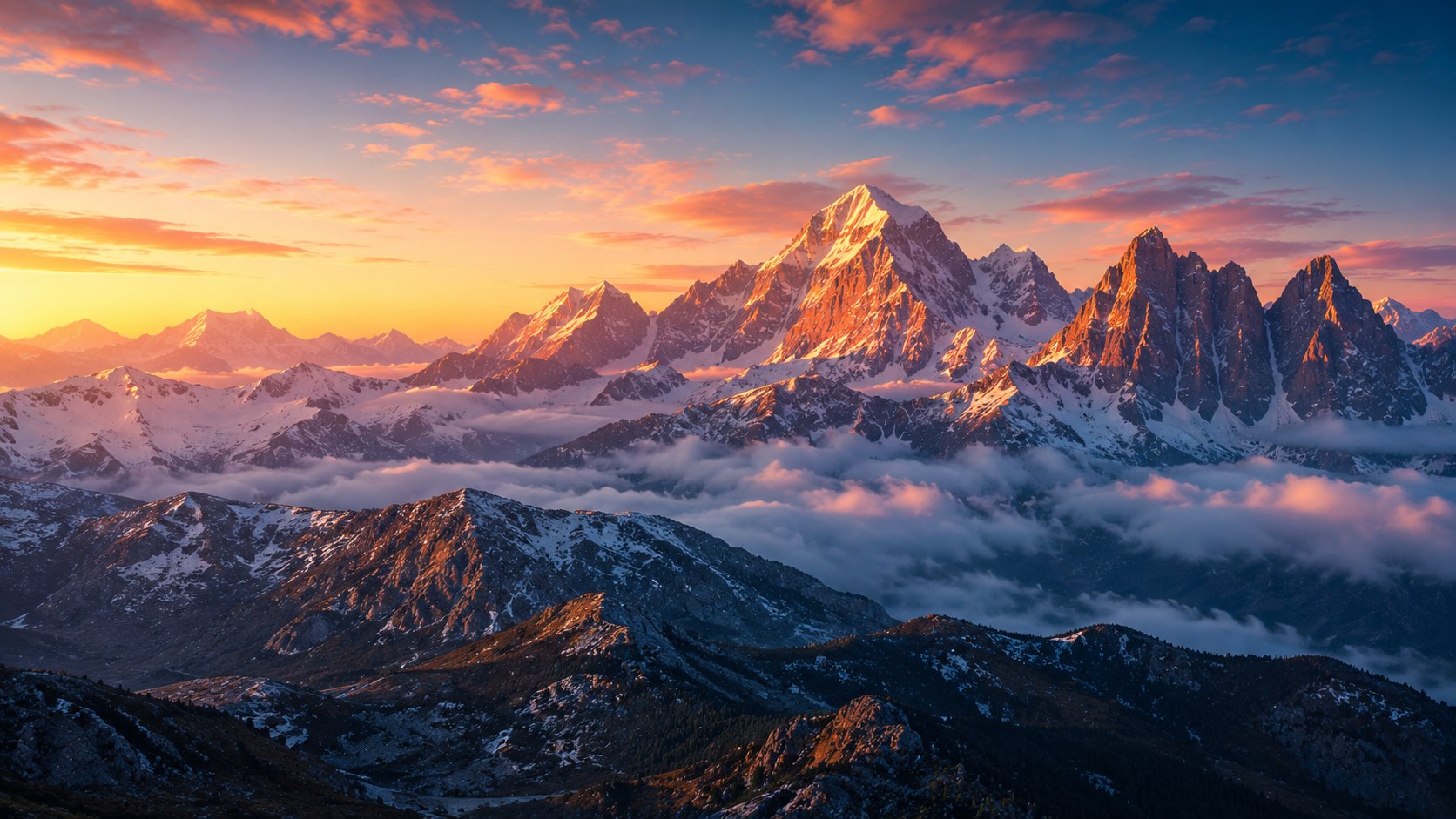 Snow-capped mountain peaks at dawn — the environments LONGPOWER gear is built for